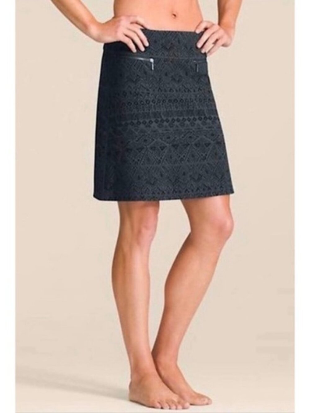 Athleta A-line Walking Skirt Womens Medium Gray Strata Print Zipper Pockets